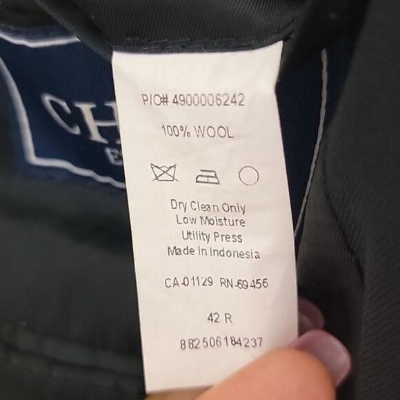 CHAPS Pure Wool Suit Blazer Men's size 42R Two Button Black Vintage - Picture 10 of 11